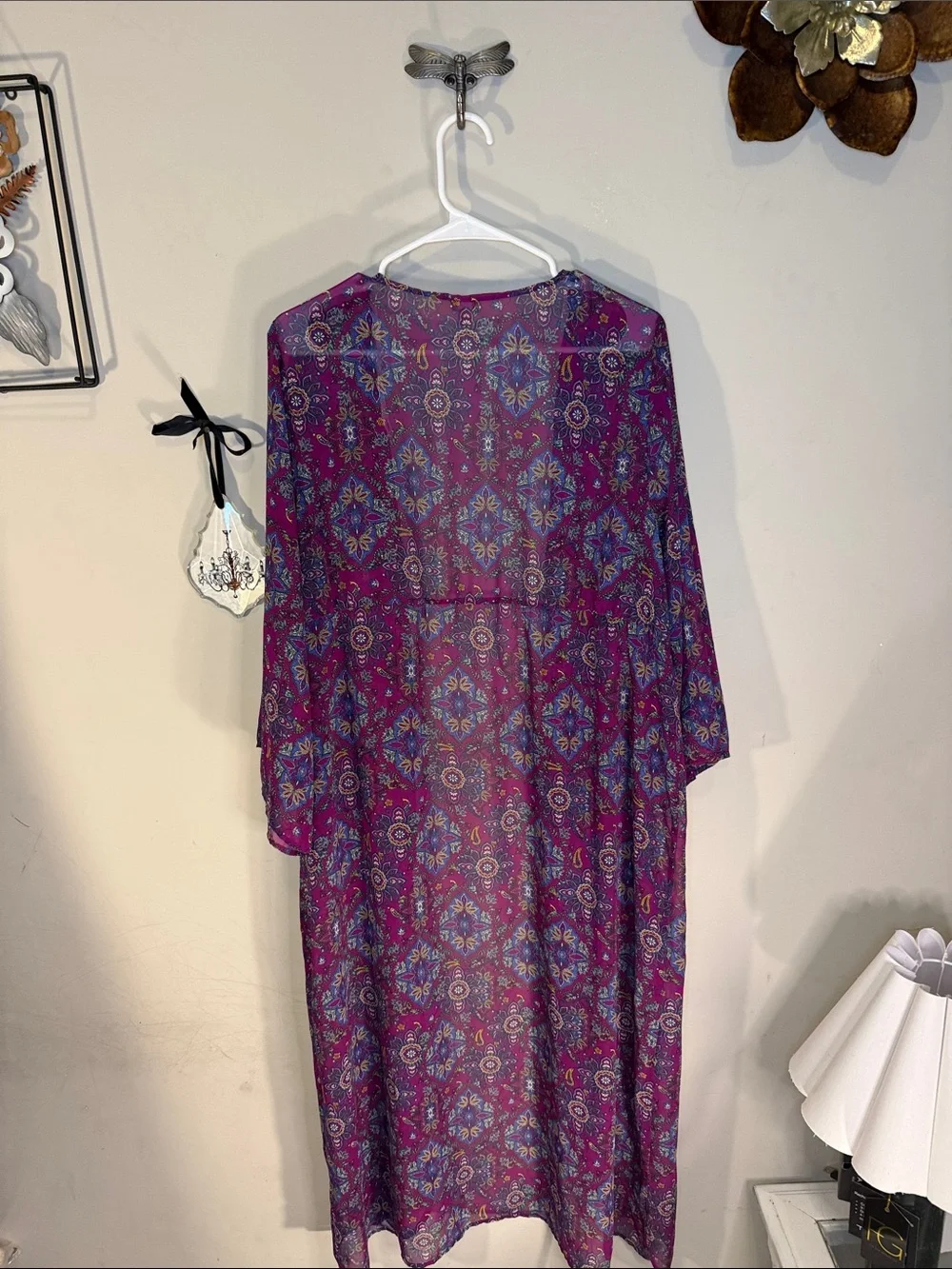 True Craft Purple Floral Sheer Coverup boho